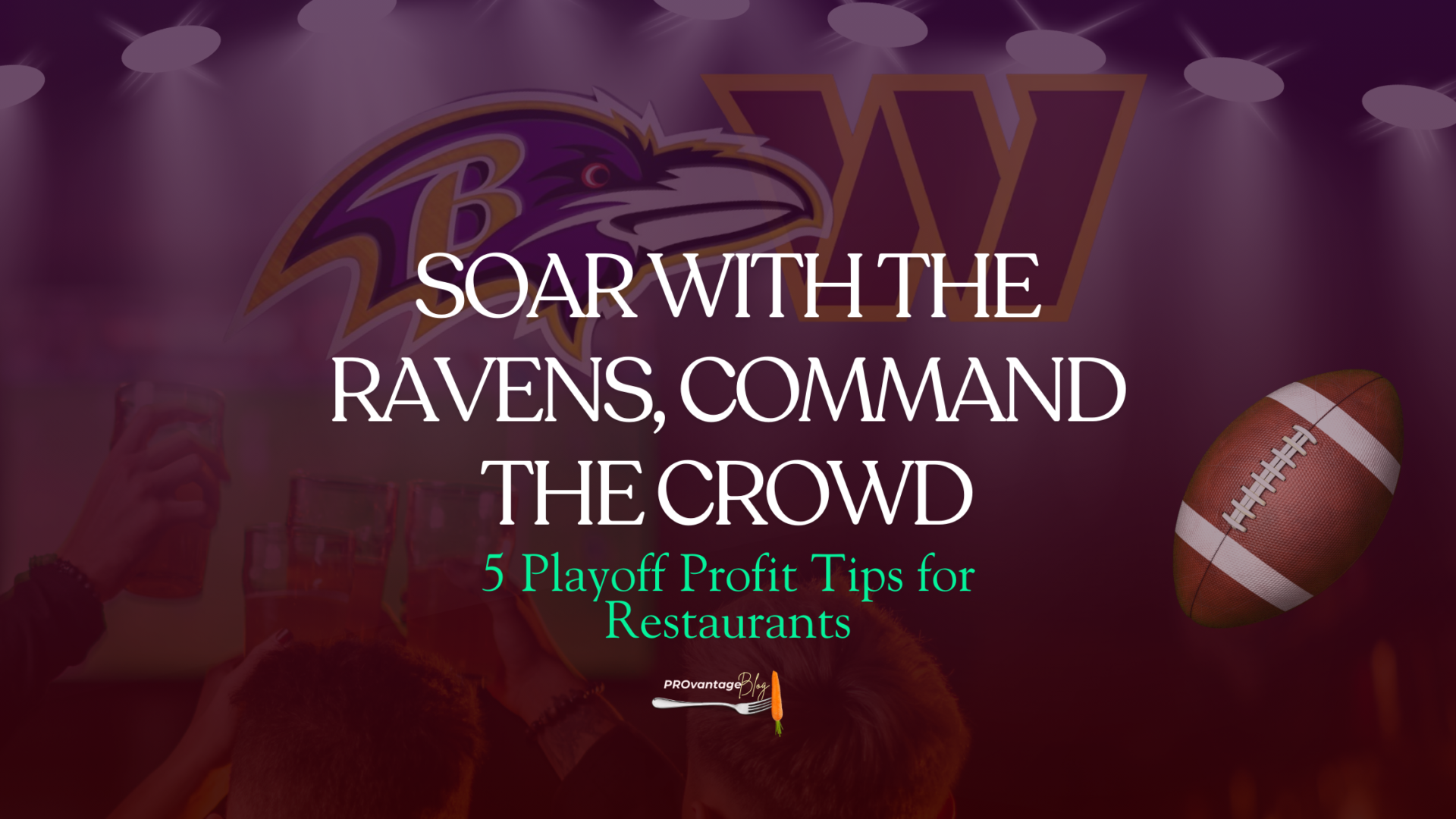 Baltimore Ravens playoff graphic with tips for restaurants and fan engagement.