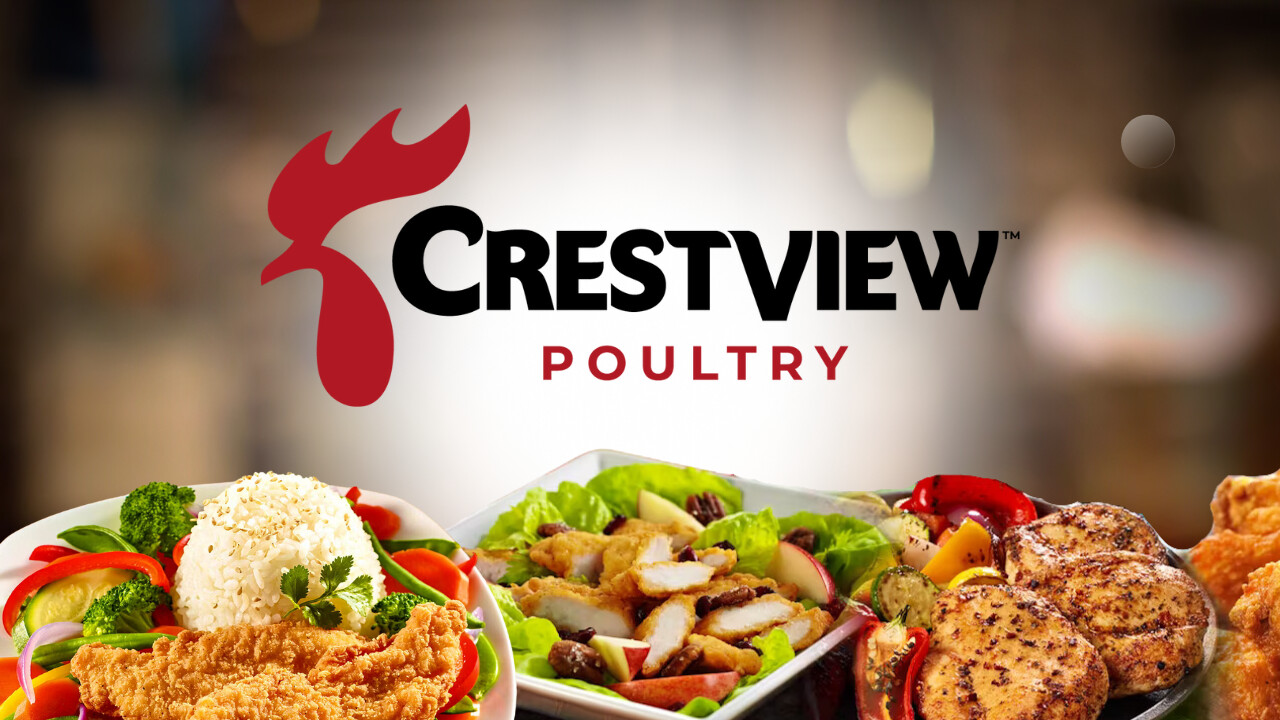 Crestview Poultry logo with delicious fried chicken, fresh salad, and grilled chicken dishes.