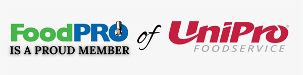 FoodPRO and UniPro partnership logo showcasing professionalism in the food service industry.