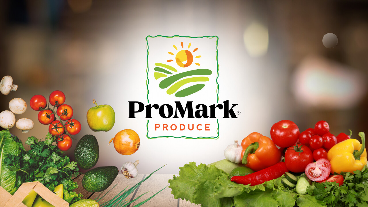 ProMark Produce logo surrounded by vibrant fresh vegetables showcasing quality and abundance.